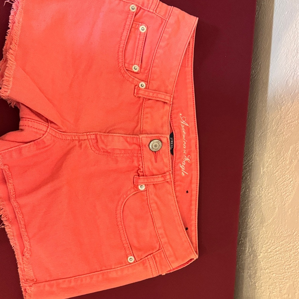 American Eagle Outfitters Women's Bright Coral Jean Shorts